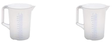 hünersdorff Messbecher 3l | Polypropylen (PP) | bruchsicher und spülmaschinengeeignet | geschlossener Griff | blaue Skala (Packung mit 2)