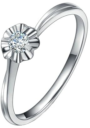 ANAZOZ Trauringe Platin 950, Ring Moissanite 0.12 Karat und Moissanit Karat Eheringe Damen Echtschmuck größe 56 (17.8)