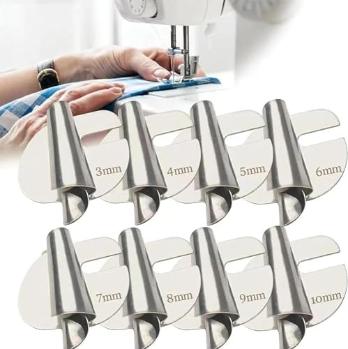 8er Set Rolled Saum Presser Fuß Fit für Brother Nähmaschine, mit 8-Größen (3mm-10mm) Edelstahl Nähen Rolled Saum Presser Fuß für Zuhause