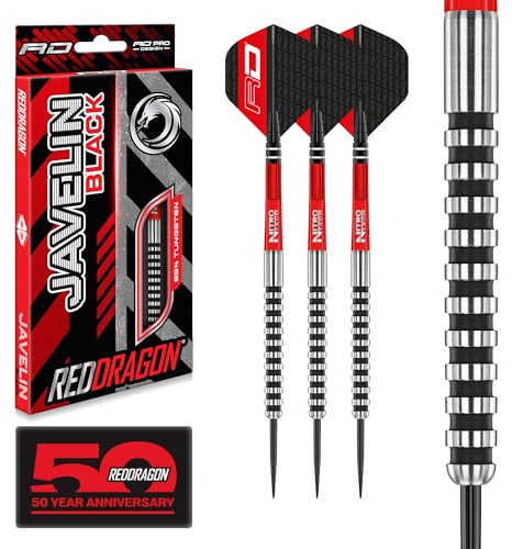 RED DRAGON Javelin Tungsten dartset med fenor och stjälkar, svart, 26 g