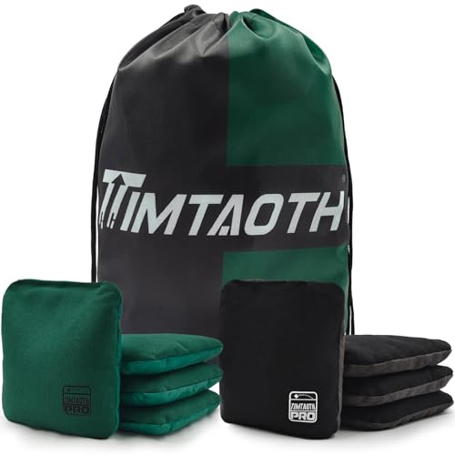 Timtaoth Doppelseitige Maisloch-Beutel, professionelle Cornhole Bags Set mit 8 Verordnung, Maisloch-Sitzsäcke, glatt und kleben