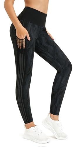 Flatik Sport Leggings mit Taschen, Damen Fitnesshose Sporthose Lauf Leggings M