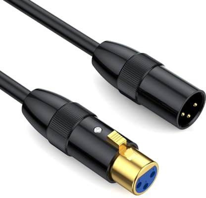 LOKEKE 0.5m XLR to XLR Extension Microphone Cable, 3-Pin XLR Male to Female Mic Black Cables for Microphones, Mixer, Preamp, Speaker & Other Professional Studio Recording(Male to Famale)