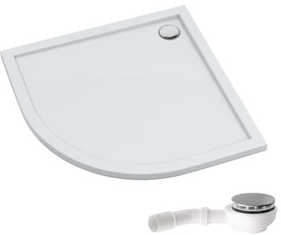 AQUABAD Duschwanne/Duschtasse Villa mit LeakProtect Technologie Smooth White 90x90cm Viertelkreis R55 | inkl. A9.200 Ablaufgarnitur