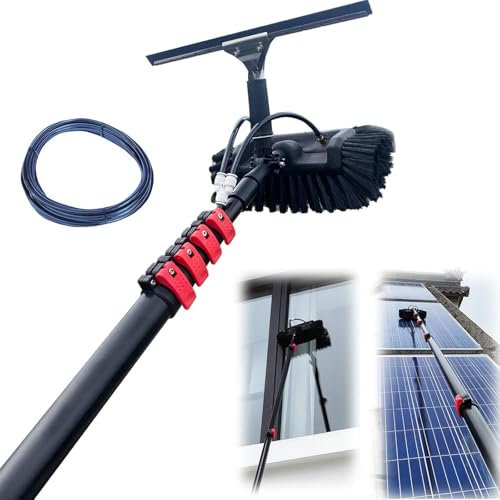Testa Spazzola per La Pulizia Delle Finestre, Wash Spazzolone Kit per La Pulizia, Design con Setole a Cinque Lati, Adatta per La Pulizia dei Pannelli Fotovoltaici,3.6m(12ft)