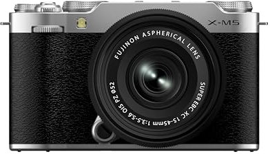 FUJIFILM X-M5 Fotocamera Digitale Mirrorless 26MP, Kit XC15-45mmF3.5-5.6, Sensore CMOS X-Trans 4 APS-C, X-Processor 5, Filmati 6.2K 30p, Schermo LCD 3 Vouch vari-angle, Argento