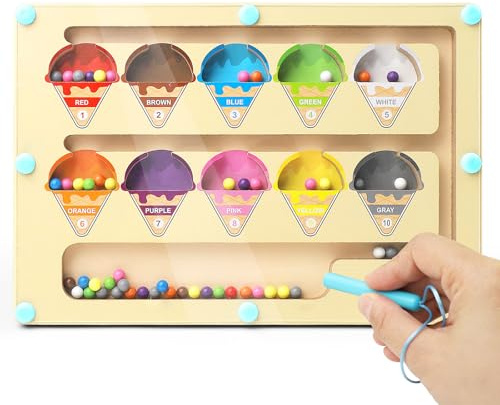 Tablero magnético de clasificación de laberintos de colores y números, juegos divertidos de madera para contar, tablero de rompecabezas de madera a juego y conteo, imanes para niños de 3 a 8 años