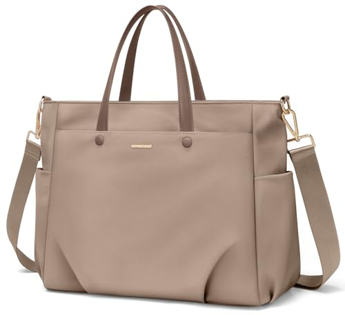 GOLF SUPAGS Borsa Tote per Laptop da 15.6 Pollici, Borsa a Tracolla per Computer Borsas da Lavoro Grande per Donna, Custodia per Laptop Borsas Elegante per Viaggi D'affari (Champagne)