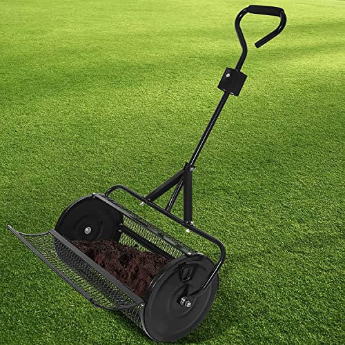 Multifunktionaler Streuer, 24 Zoll Kompoststreuer, Torfmoos-Miststreuer, robuster Korbschieber aus Metallgeflecht mit Griff zum Pflanzen, Säen, Rasen- und Gartenpflege, Korbsieb zum Gehen und Schieb