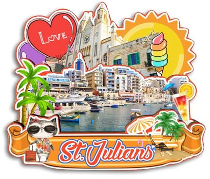 Quwsne Calamita da frigorifero St julians Malta magnete da frigorifero souvenir da viaggio città regali turistici 3D classici punti di riferimento artigianali fatti a mano decorazione della casa -3980