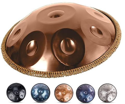 Handpan-Trommel in d-Moll, 10 Töne, 22 Zoll, 432 Hz/440 Hz, Stahl-Handtrommel, klassisches Handpan-Instrument mit weicher Handpan-Tasche, 2 Handpan-Schlägeln, Handpan-Ständer (Farbe: , Größe: 440 Hz