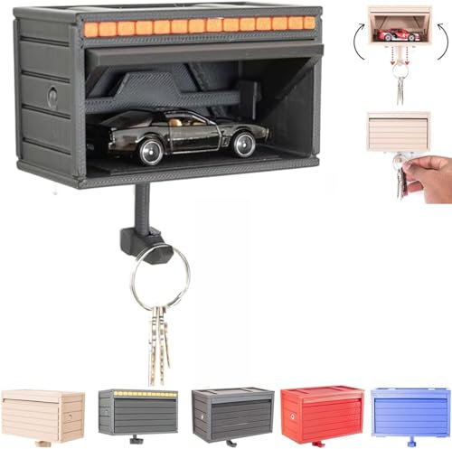 Pelinuar Portachiavi da garage con porta apribile, portachiavi da parete, organizer per chiavi, piccolo organizer per chiavi, facile installazione, per ingresso, ufficio, auto (nero)
