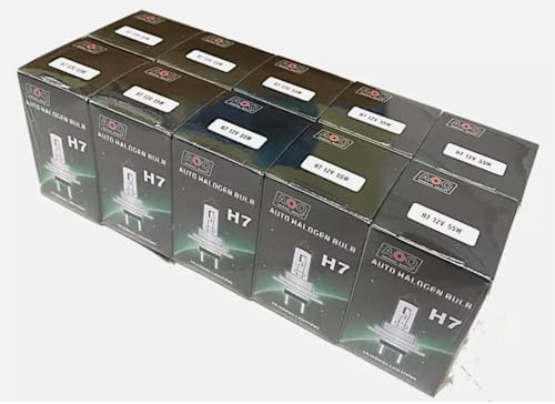 AOQ ORIGINAL QUALITY Lampadine Alogene H7 per Auto e Moto, 12V 55W, Set da 10 Pezzi