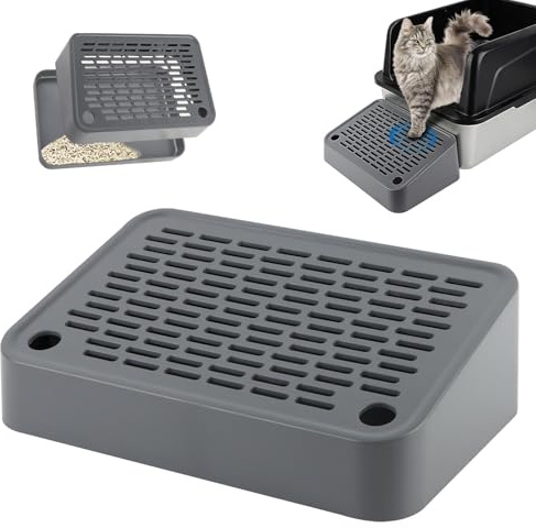 Rolcoassuns Litter Box Ramp, Cat Steps/Stair for Litter Box, Litter Catcher with Filter Function and Non-Slip Rubber Feet, Suitable for Small and Elderly Cats