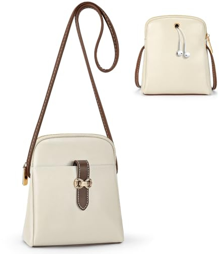 Cross Body Bag Women, KETIEE PU Leather Small Women's Cross-body Mobile Phone Bags, Shoulder Bag Cellphone Purse Travel Pouch with Headphone Port Two Compartments and Adjustable Strap for Women Girls