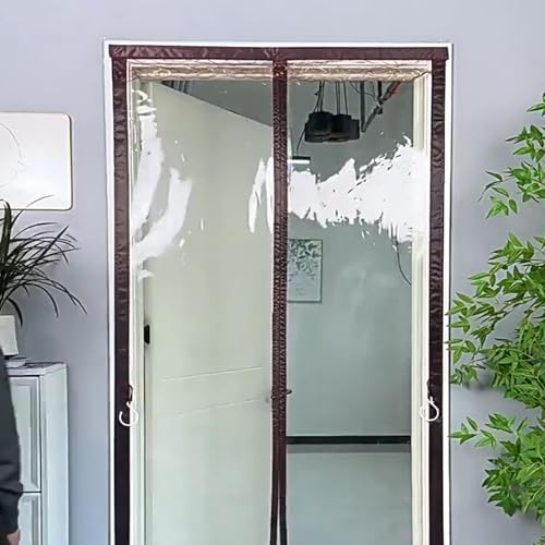 D'hiver EVA Transparent Rideau de Porte Entrée Isolant Phonique Thermique,Anti Froid Cuisine, Coupe-vent, Imperméable, Fermeture Automatique, Sans Percage