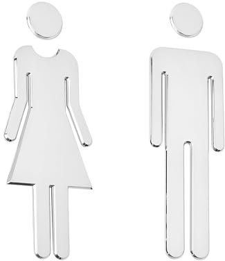 WC Schild Toilette Bad 1 Paar Türschild Toilettenschild Aufkleber Mann Frau, selbstklebende Badschilder aus ABS Kunststoff, wasserdicht & langlebig für Büro Hotel Restaurant Zuhause (20 cm)