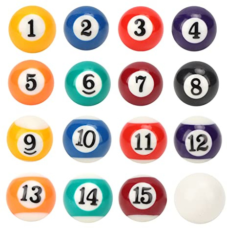 BuyWeek Palline da Biliardo Palle da Biliardo, 16 Pezzi in Resina di Poliestere 2,5 cm Diametro per Sale Giochi Bar