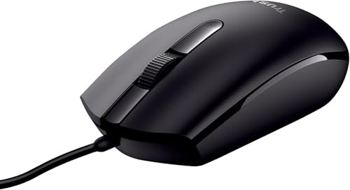 Trust Basi Souris Filaire à 3 Boutons, Câble USB de 160 cm, Mac/PC/Ordinateur - Noir (Lot de 5)