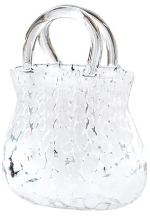 Glass Purse Flowers Purse Flower Vases Glass Bag Handbag Shape Vases for Home Living Room Bedroom Decoration Clear Flower Jar