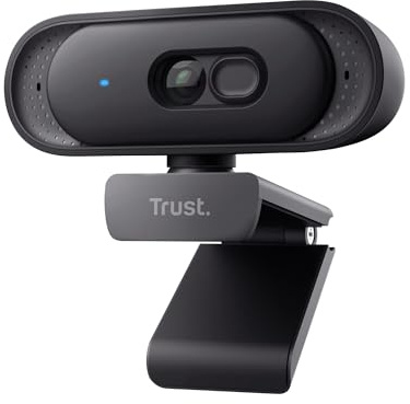 Trust Ovala 2K QHD Webcam with Microphone and Privacy Cover, 75° Field of View, USB-C/USB-A, Fixed Focus Computer Camera, Digital Noise Reduction, Webcam for PC Laptop Mac Zoom Teams, Black