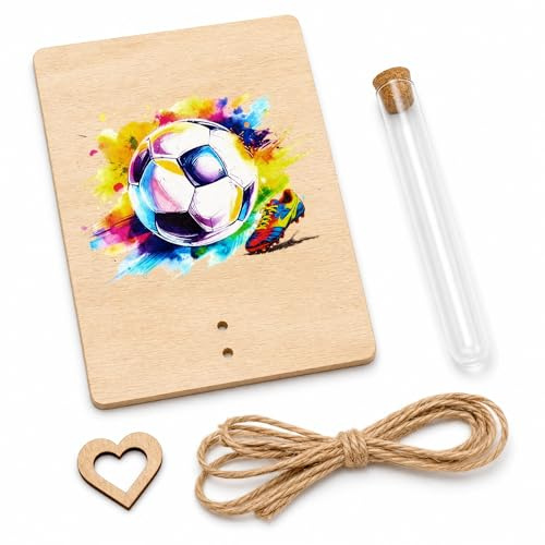 Wunscherfüller Geldgeschenk - Verpackung für Geldgeschenke Fußball, Spardose Fussball mit Reagenzglas, Fussball Geschenke Jungen für Geburtstag, Jugendweihe, Weihnachten - Kinder Jungen Fussballfans