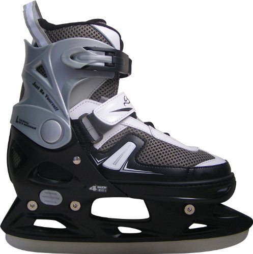 Cox Swain verstellbare Schlittschuhe Push, Eislaufschuhe für Kinder, Jugendliche und Erwachsene bis 100KG, vorgeschliffene Edelstahlkufe, Softboot, Black Gr. XS (29-32)