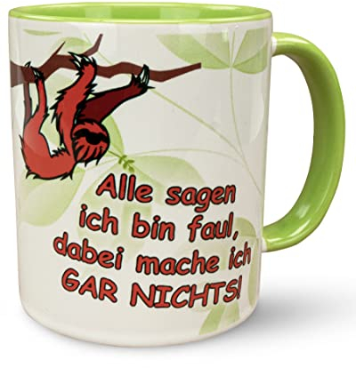 Werbetreff Gera Keramiktasse mit Name & Motiv Faultier - Bedruckt & Personalisiert - Witzige Tasse mit Spruch - Geschenk-Idee für Büro & Kollegen