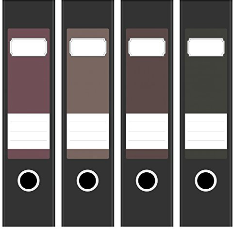 Ordneretiketten | 4 Aufkleber für breite Akten-Ordner | Farben-Mix Vintage Edel | selbstklebende Design Akten-Etiketten | Deko Sticker für Rückenschilder Ordnerrücken | zum Beschreiben