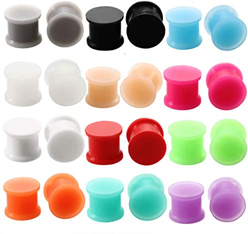 Huacan 24 delar silikon örontöjare öronproppar kroppspiercing expanderare 6 mm – 14 mm, Silikon