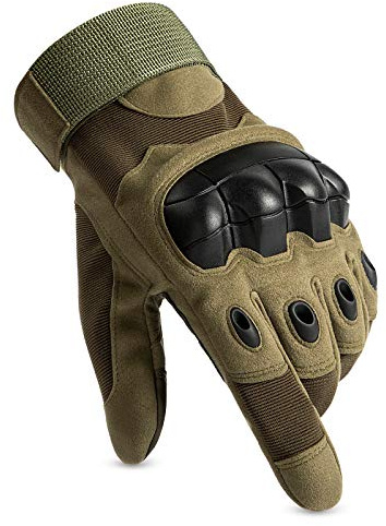 HUNTVP Militar Guantes Pantalla Táctil Tactico Moto Bicicleta para Deportes al Aire Libre Ciclismo Acampada Escalada, Dedo Completo - Verde L