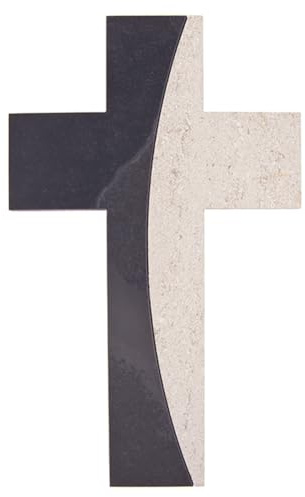 Fritz Cox Steinkreuz Bogen | handgearbeitet | mit stabiler Wandhalterung | Steinkombination | 22cm