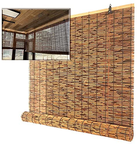 Tende A Rullo in Bambù-Tenda Da Sole-Tende Avvolgibili-Cortina Di Bambù-Tenda A Pacchetto-Tapparella A Carrucola,Tessuta A Mano,Impermeabile,Usata Per Porte,Finestre,Pergolato,60x80cm/23.5x31in