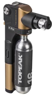 Topeak Tubi Master+ Compact Tubeless Tire Repair Kit with CO2 Inflator, 3.5mm Plug Tool, Knife, Tire Reamer, Plugs, One 16g CO2 Cartridge, Strap Mount – For Presta & Schrader Valves