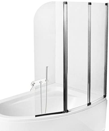 ECOLAM® Badewannenabtrennung für Badewanne Duschabtrennung Ambition Glaswand Glasabtrennung 3-teilig 139 cm Klarglas Glas