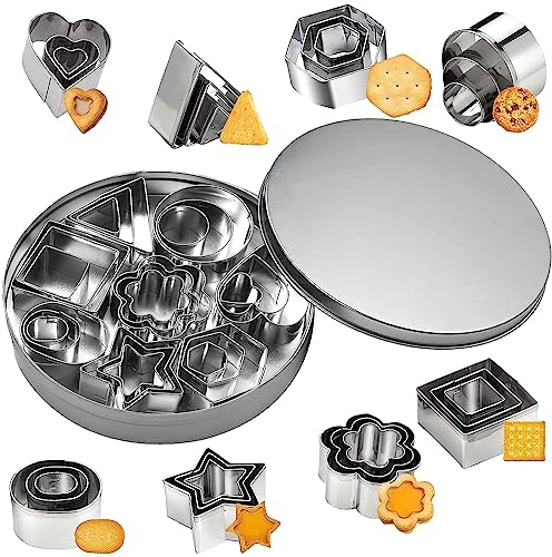 Mini Formine Biscotti, Set Di 24 Pezzi Stainless Cookie Cutters, Stampi Biscotti Piccoli per Decorazioni in Fondente, Decorazioni di Dolci di Pasticceria