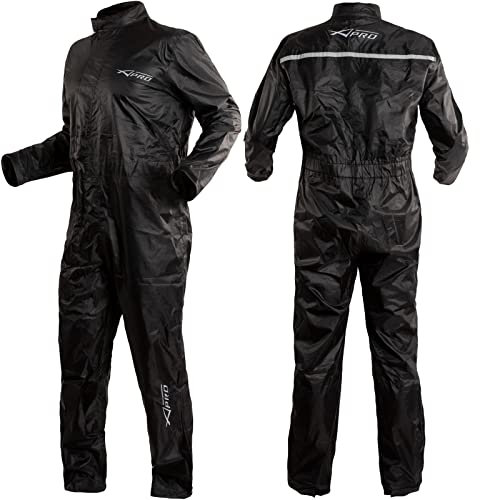 A-Pro Wasseranzung Motorrad Regenanzug Wasserdicht Hoehe Sichtbarkeit Schwarz 3XL