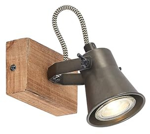 Lindby Strahler Grandesa (Retro, Vintage Antik) aus Holz (1 flammig GU10) - Deckenleuchte Deckenspot Spot Lampe Deckenlamoe Wohnzimmerleuchte