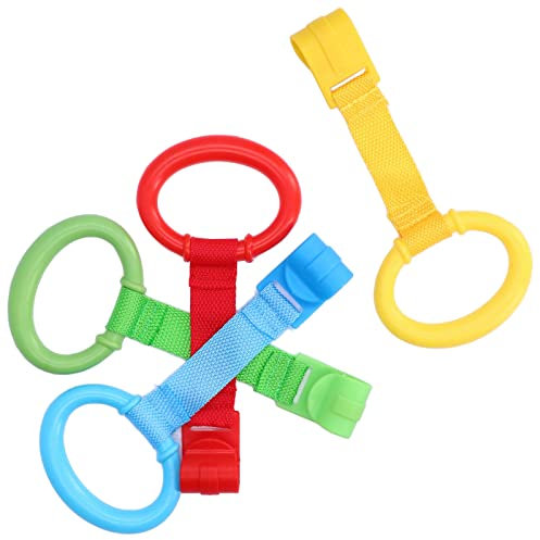 Uadme 4Pcs Baby Pull Ring, 4 Maniglie Box Bambini Maniglie per Anelli per Bambini Accessori Neonato per Le Gambe Esercizi in Piedi Anelli per Trazioni Lettino per Bambini Lettino da Viaggio