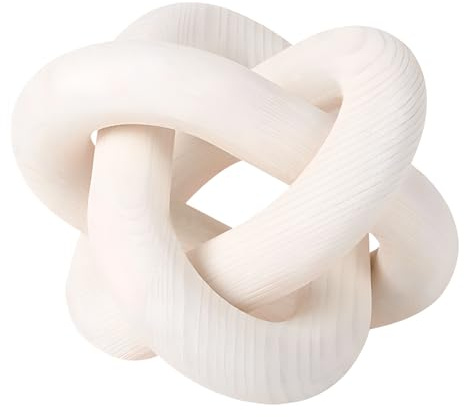 F Fityle Bohemio Eslabón de la Cadena de Madera Nudo Escultura Decoración Pieza Central de Madera Artesanía Estante Decoración Decorativo para Chimenea Fiesta, Blanco
