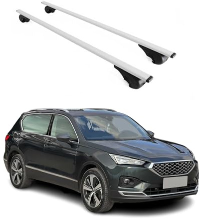 OMAC Dachträger für Seat Tarraco 2018-2024 Stahl 2 Stangen Silber | Abschließbar, bis 75 kg Traglast, Querträger, Grundträger