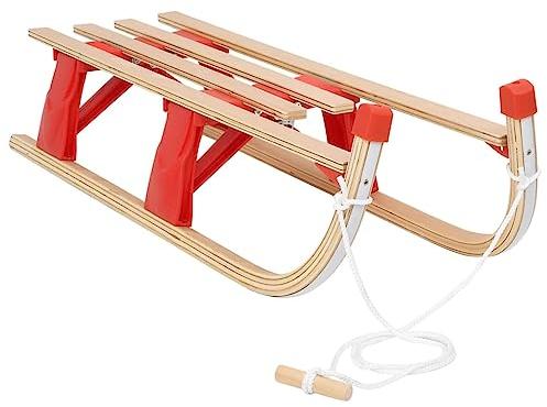 vidaXL Klappschlitten Rodel Davoser Schneeschlitten Rodelschlitten Schlitten Klapprodel mit Sicherheitsverschluss Zugseil Holz 110cm
