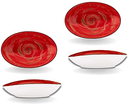 Wilmax | SPIRAL skålar – 2 stycken | skålset | modern design | praktisk | mångsidig användning | tillverkad av porslin | glaserad | diskmaskin | mikrovågsugn | mått: 25 x 16,5 x 6 cm