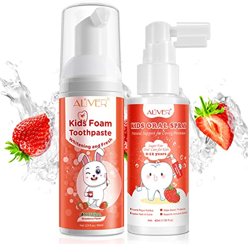 Mundspray für Kinder, Kinder Zahnpasta Helfer, Hohlraumschutz Mund Schaum Zahnpasta Kinder mit Fluorid frei, für Kavity Repair, Xylitol Erdbeer Geschmack Geschmack für 0-12ages auf 40ml/1.35oz