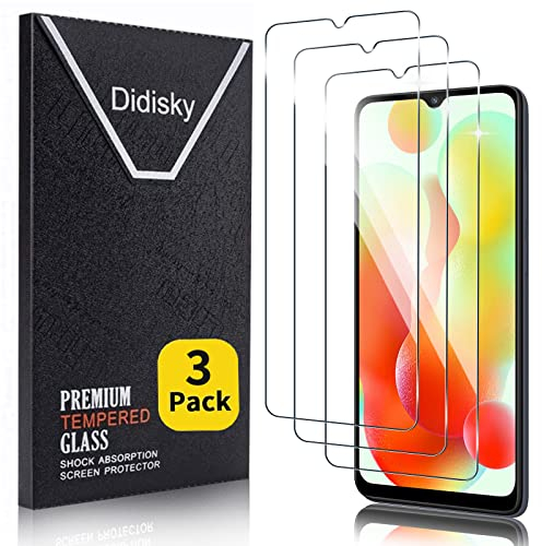 Didisky 3-Unidades Cristal Templado Protector de Pantalla para Xiaomi Redmi 12C, Redmi A3,Antihuellas, Sin Burbujas, Fácil de Limpiar, 9H Dureza, Fácil de Instalar, Transparente