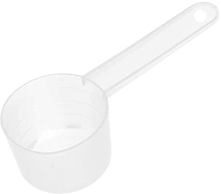 KLOP256 Cuchara medidora, cuchara dosificadora de 50 ml, 25 g, transparente, con escala de 10 ml, 20 ml, 30 ml, 40 ml, 50 ml de escala (transparente)