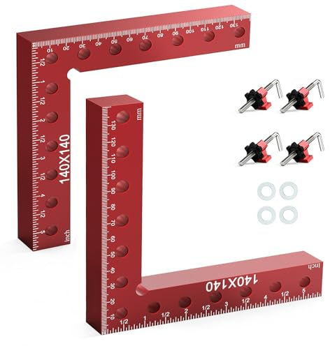 Housolution 90 Grad Winkelspanner Rechtwinklige Klemmen, Aluminiumlegierung, Rot, 14 x 14 cm, 2 Stück