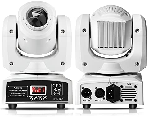 WZYBUTA 50W LED Moving Head Bühnenlichter dmx512 DJ Partylicht 8 Muster 8 Farben Discolicht 9/11 Kanäle for Musikbar Karaoke Heimparty Hochzeit Lichtdemonstration (Weiß)