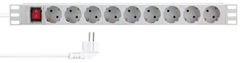 LogiLink PDU9C04-19 Ciabatta a 9 prese (offset a 45°), con interruttore on/off, protezione IP20
