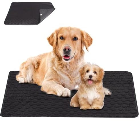 Lollanda Waschbar Welpenunterlagen, Wiederverwendbare Matten für Hunde, Hundematte Bodenschutz Waschbare, Haustier Unterlagen für Drinnen, Draußen, Reisen(60X45CM,Schwarz)